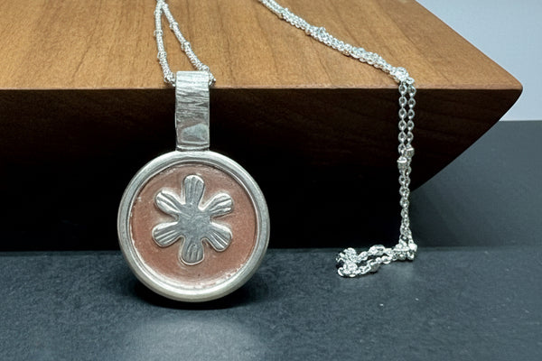 Copper and sterling flower necklace