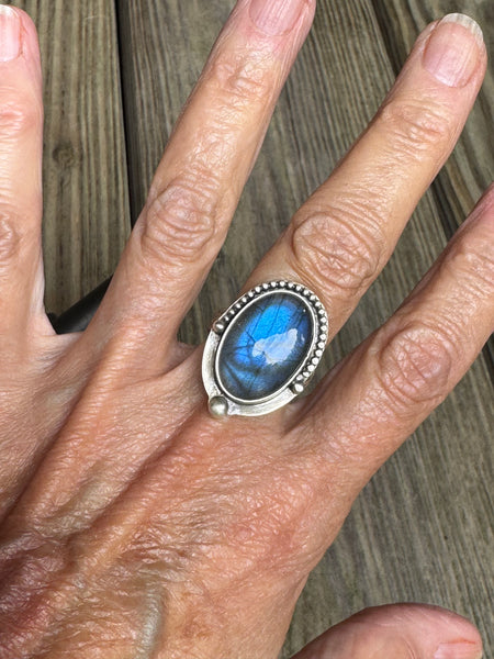 Labradorite and sterling ring