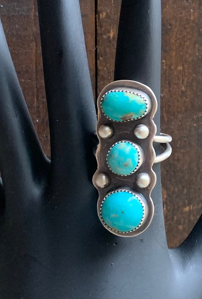 Triple stone Turquoise and silver ring