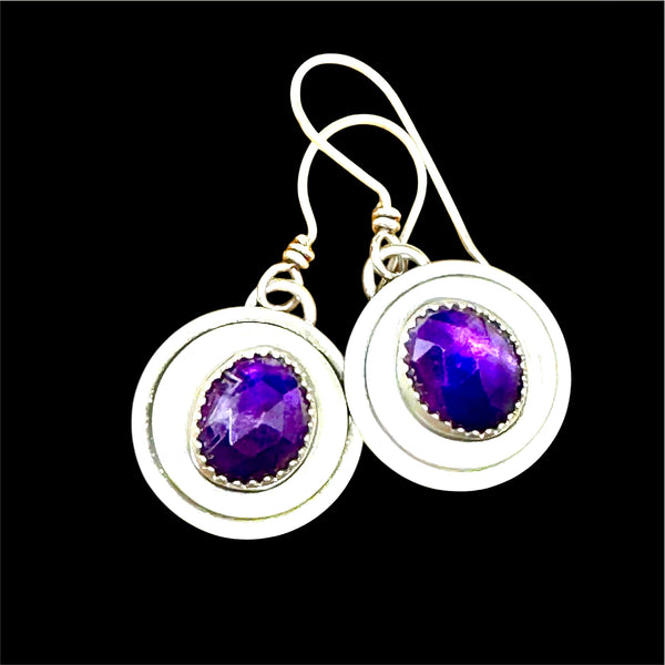 Circle Amethyst earrings