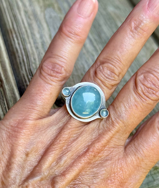 Aquamarine and silver ring