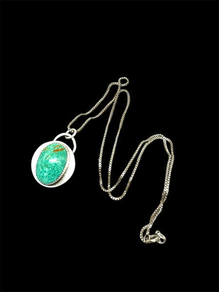 Turquoise Mountain silver pendant