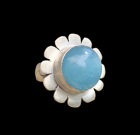Aquamarine flower ring
