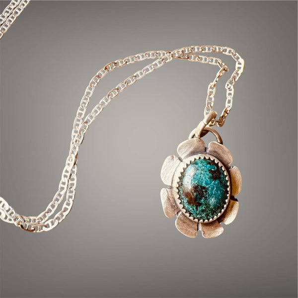 Chrysocolla flower pendant