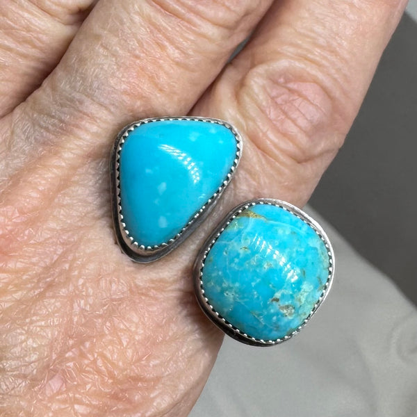 Double Turquoise and silver ring