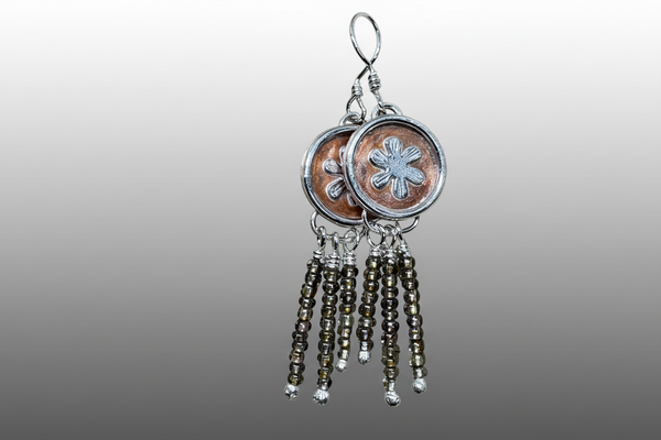 Czech seed bead and sterling dangle earrings
