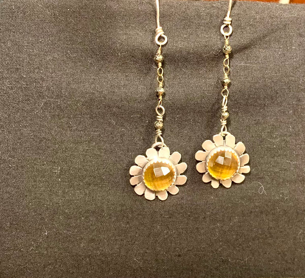 Citrine flower dangle earrings