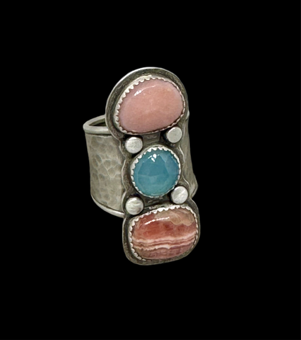 Amazing Triple stone silver ring