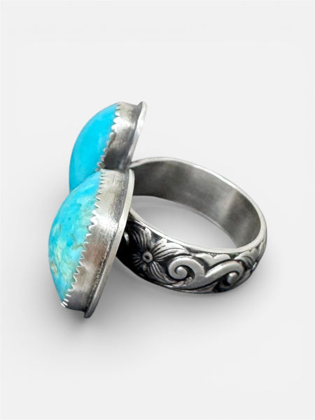 Double Turquoise and silver ring