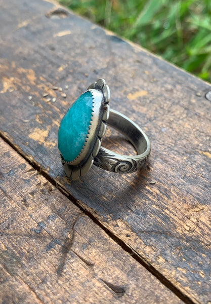 Amazonite and silver ring