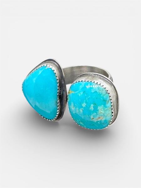 Double Turquoise and silver ring