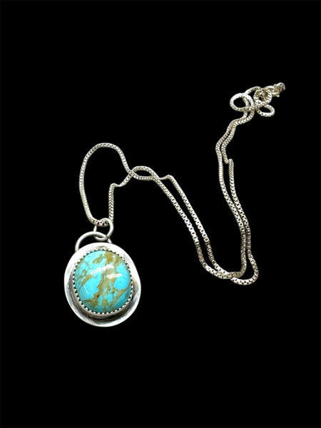 Desert sky Turquoise flower and silver pendant