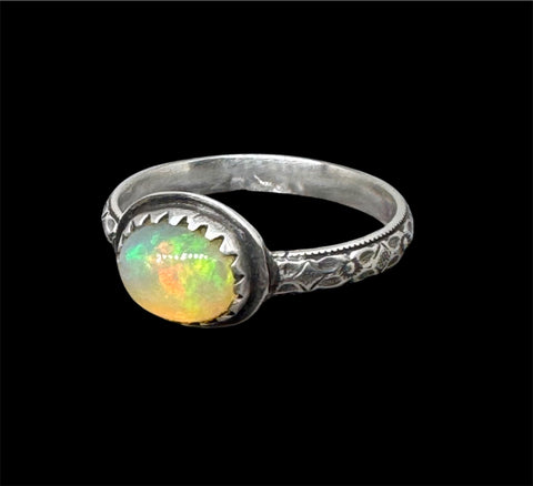 Ethiopian opal sterling ring