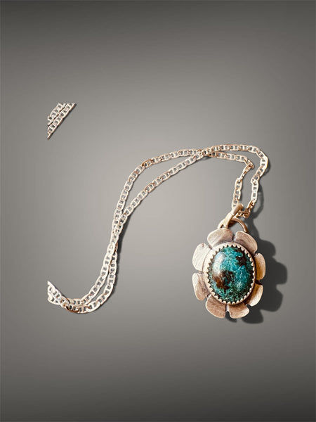 Chrysocolla flower pendant