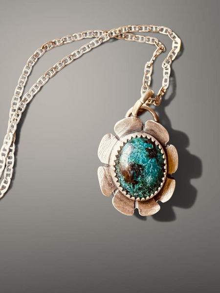 Chrysocolla flower pendant