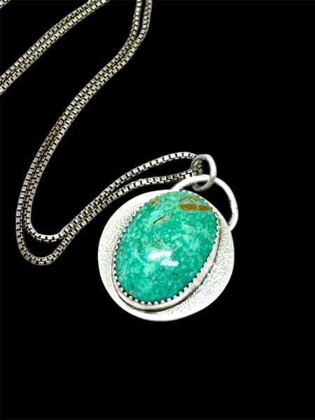 Turquoise Mountain silver pendant