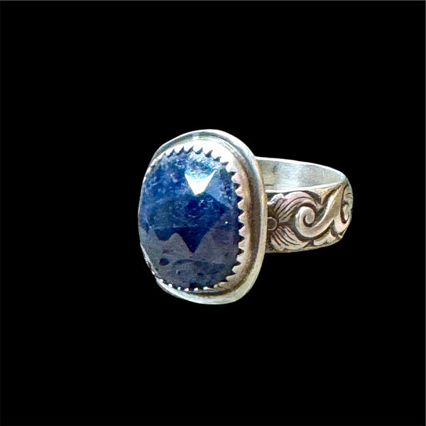 Blue sapphire and sterling ring