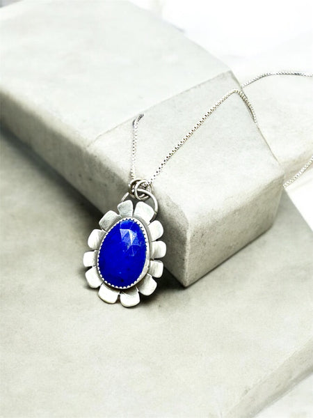 Lapis flower pendant