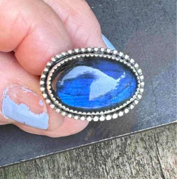 Labradorite and sterling ring