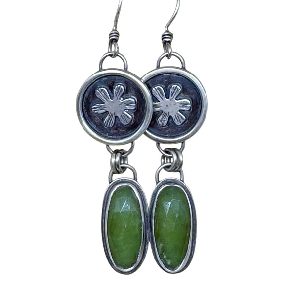 Chrysoprase and sterling dangle earrings
