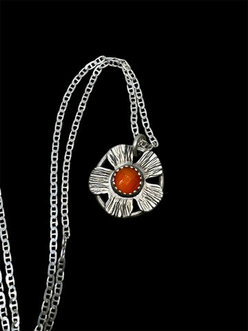 Carnelian flower pendant