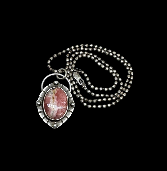 Rhodochrosite and sterling pendant
