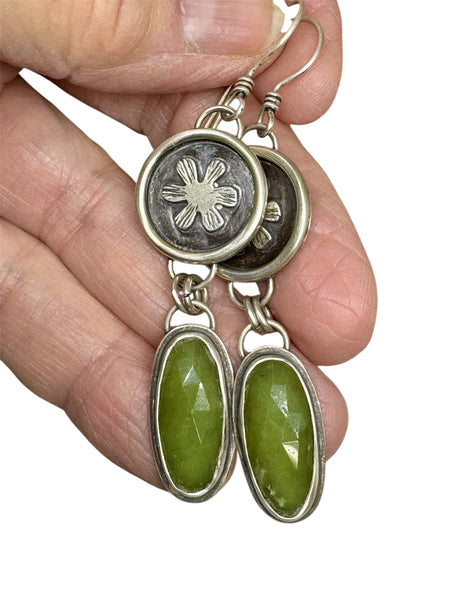 Chrysoprase and sterling dangle earrings