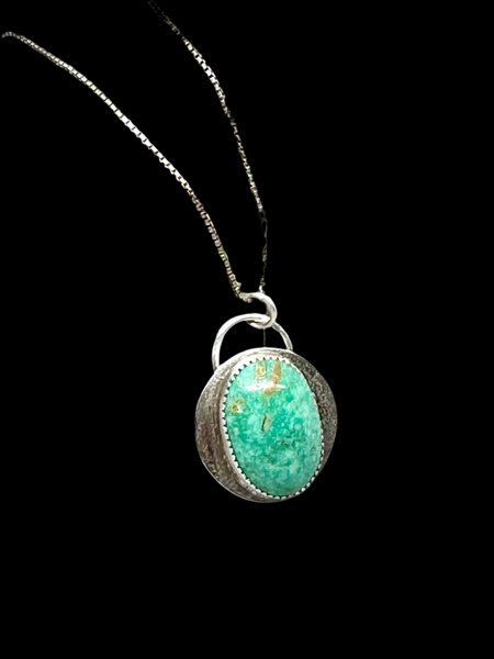 Turquoise Mountain silver pendant
