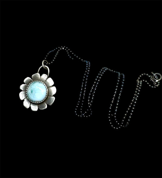 Larimar flower pendant