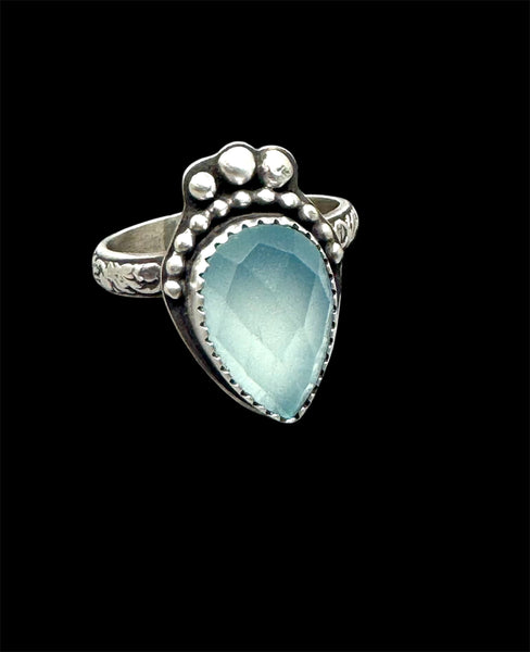 Sage chalcedony and silver ring