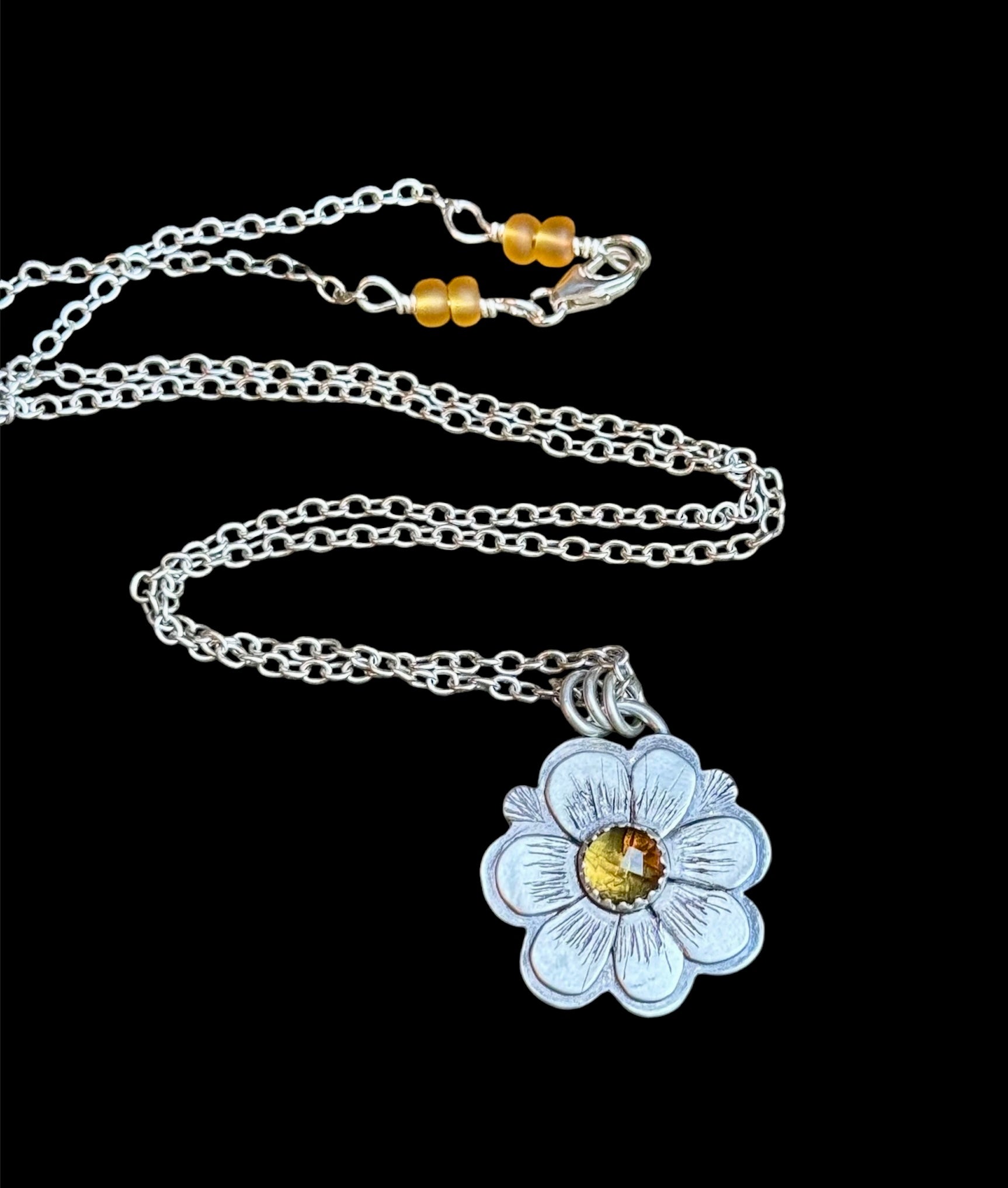 Citrine flower pendant