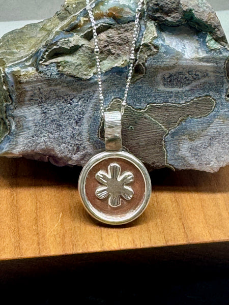 Copper and sterling flower necklace