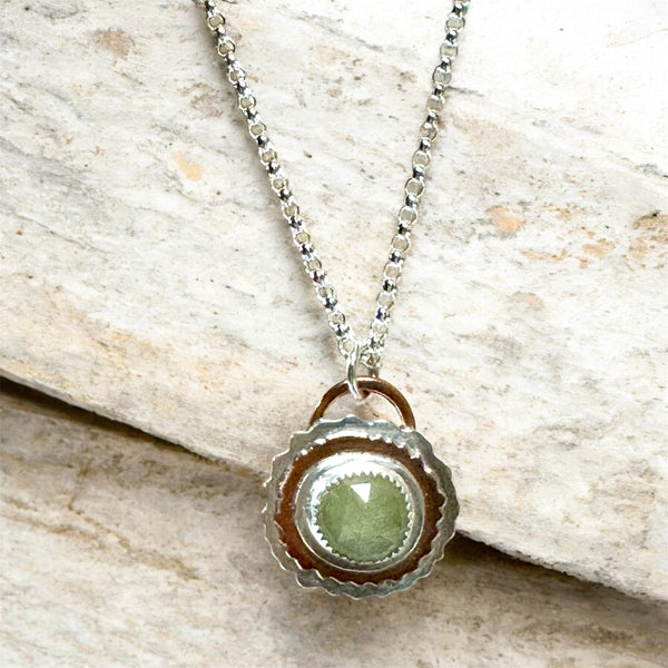Sapphire , copper and sterling necklace