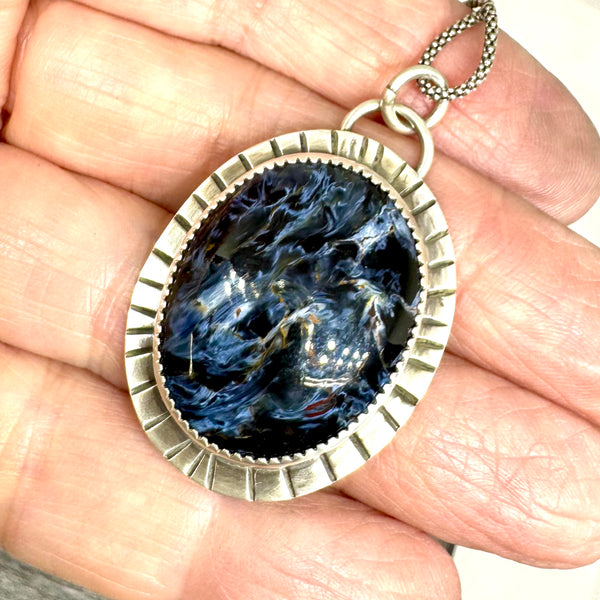 Pietersite silver pendant