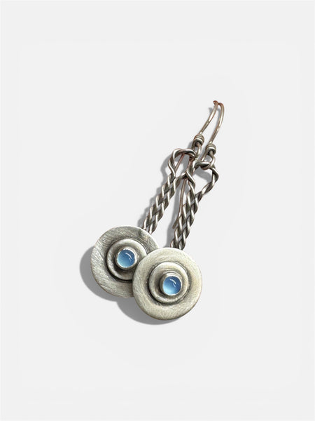 chalcedony circle  dangle earrings