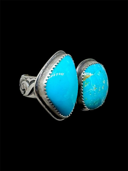 Double Turquoise and silver ring