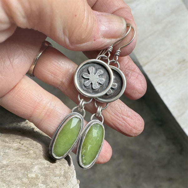 Chrysoprase and sterling dangle earrings