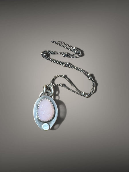Pink opal sterling necklace
