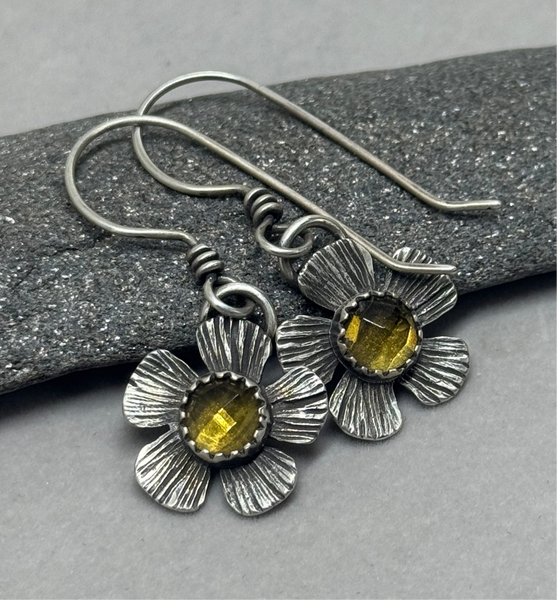 Citrine flower dangle earrings