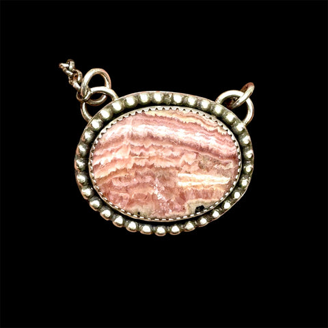 Rhodochrosite and sterling pendant