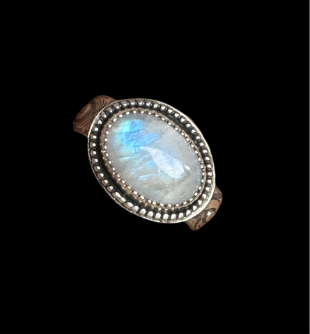 Rainbow moonstone ring