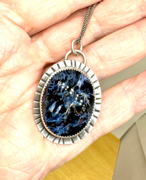 Pietersite silver pendant