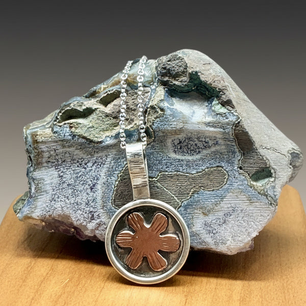 Copper and sterling flower necklace