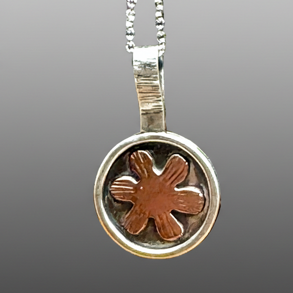 Copper and sterling flower necklace