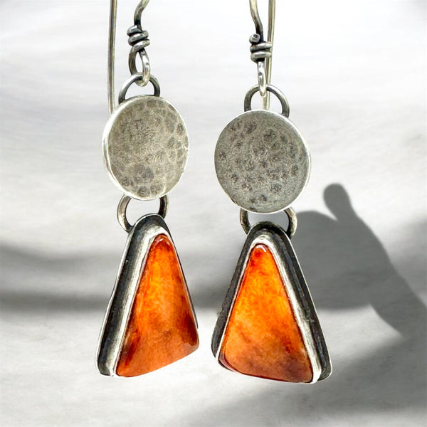 Spiney Oyster and sterling triangle earrings