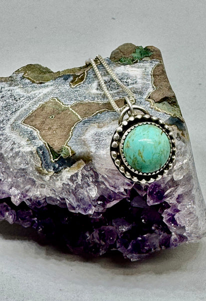 Turquoise Mountain silver pendant