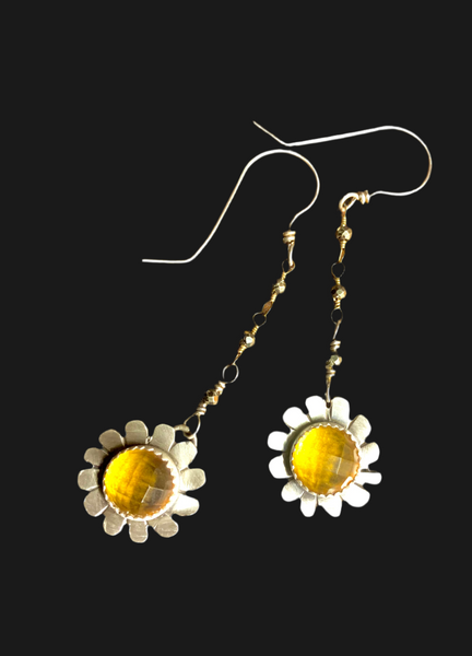 Citrine flower dangle earrings