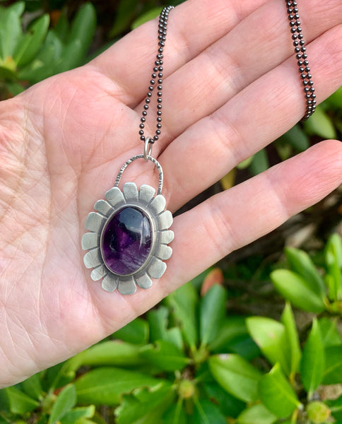 Amethyst and silver pendant