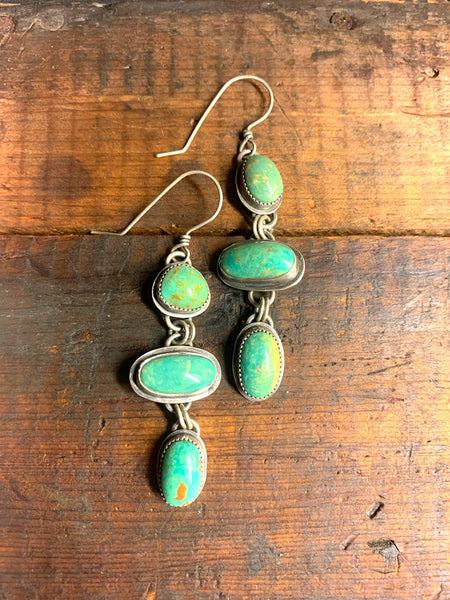 Triple stone turquoise earrings