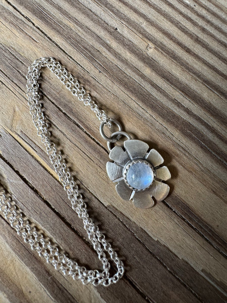Tiny moonstone flower pendant